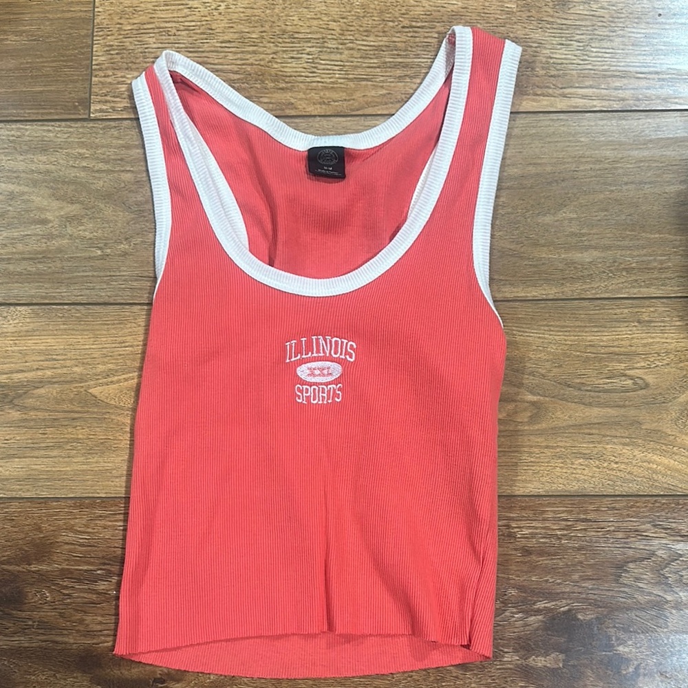 Urban Outfitters Coral Tank Top with White Trim